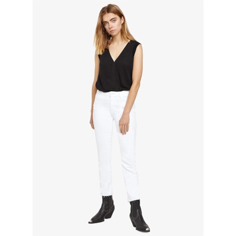 NWT Sanctuary Modern Straight Jean Mailbu White Stretch Denim Raw Hem 22 Plus